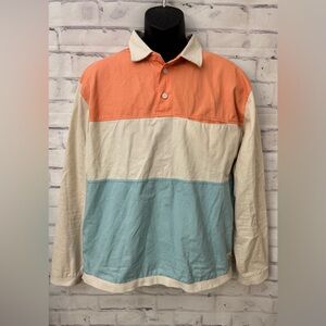 Chubbies Size Large Legacy Shirt Rugby Oversized Fit‎ Pastel Color Block Preppy